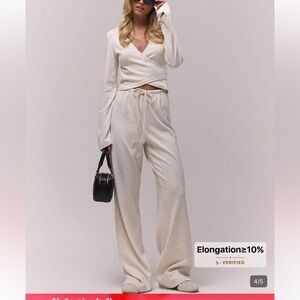 Cream Wrap Top and Jogger Set